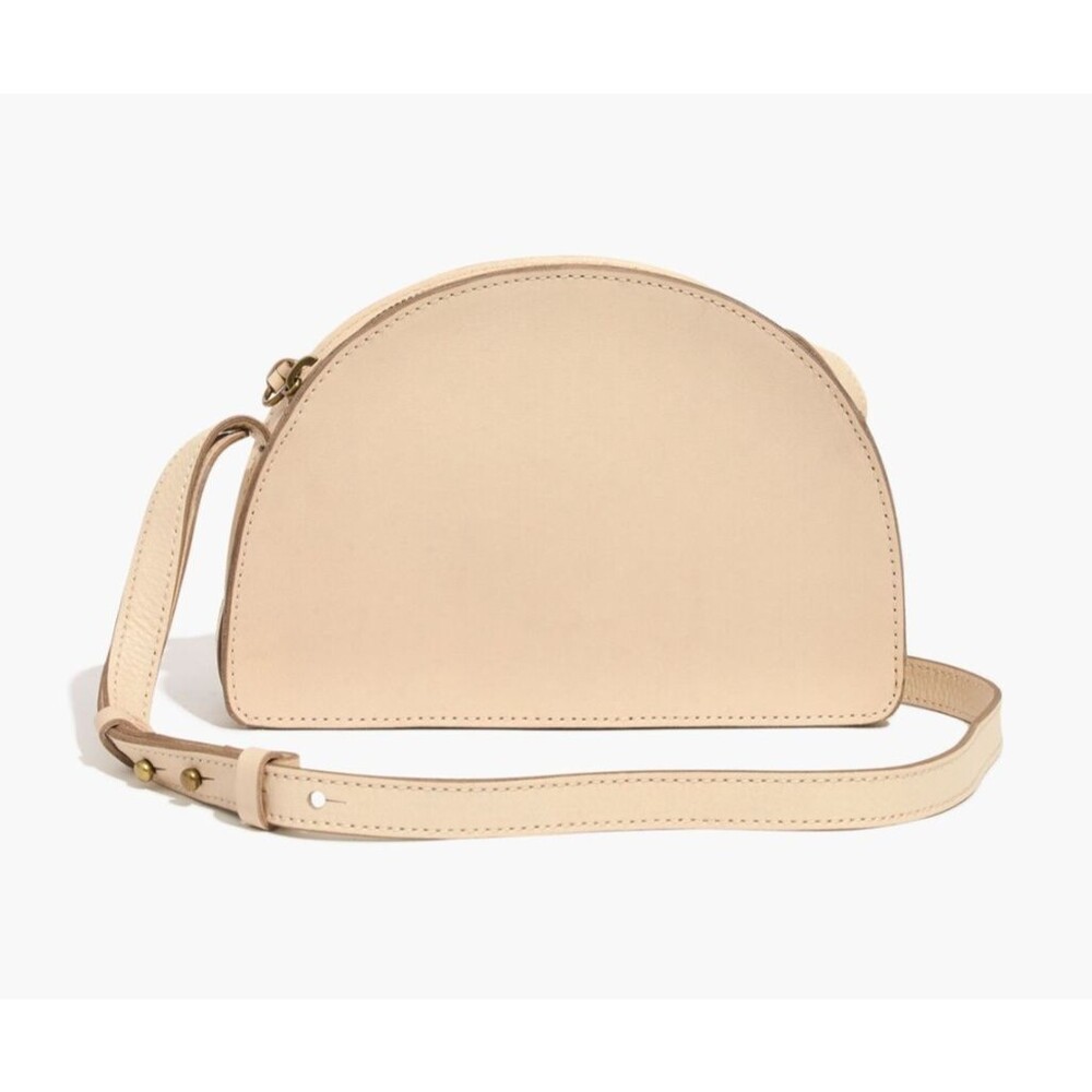 Madewell Half Moon Crossbody Bag Light Tan Leather Clutch Purse Womens Handbag